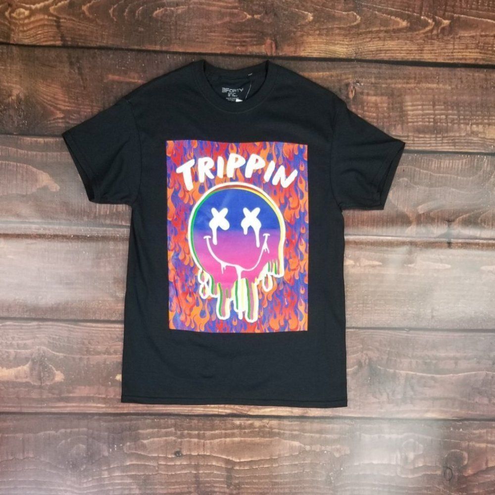 Black Trippin Smiley Face Tshirt